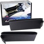 iJDMTOY Black Leather Extra Long Car Side Pocket Organizers, Seat Catcher Holders Compatible With Key, Wallet, Phone, Sunglasses, etc