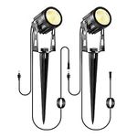 Garden Spotlights 2 Packs with 3m Wiring Cable Spike Lights Without Adapter, Only Extension Spotlights for ECOWHO Warm White Garden Lights Mains Series (No Plug)