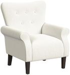 Homepop Home Decor | Upholstered Rolled Arm Wingback Accent Chair | Accent Chairs for Living Room & Bedroom | Decorative Home Furniture - Cream Solid Woven