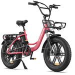 ENGWE Electric Bike for Adults, 20" Fat Tire Step-Through E-Bike for Women - 48V 13A Battery - Shimano 7-Speed - Dual Shock Absorber - Ideal for Commuting & Off-Road Excursions (pink)