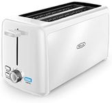 BELLA 4 Slice Toaster, Long Slot & Removable Crumb Tray, 7 Shading Options with Auto Shut Off, Cancel & Reheat Button, Toast Bread & Bagel, White