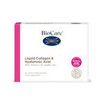 BioCare Liquid Collagen and Hyaluronic Acid - 8000mg Marine Collagen, Hyaluronic Acid & Vitamin C - for Skin Collagen & Antioxidant Protection - Mango & Orange Flavour - 14 x 15ml Sachets