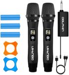 Dolphin MCX21 Wireless Microphone System with 2X Mics, UHF, USB-C Rechargeable, Noise Cancellation, DSP, Long Range, Anti-Interference for Karaoke, Weddings, Parties, and Events