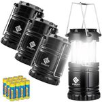 Etekcity Camping Lanterns for Power Outages 4 Pack, Flashlight for Camping Essentials, Emergency Led Battery Operated Lights, Survival Kit and Gear for Hurricane, Black