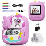 CAMCLID Kids Camera Instant Print, 2.4’‘ Instant Camera for Kids with 32G Card & Print Photo Paper, 1080P HD Video, Christmas Birthday Gifts for Boys Girls Age 3-12 (Purple)