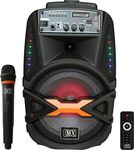 MX Portable Trolley Karaoke Bluetooth Party Speaker with Remote, Built-in Amplifier & Wireless Mic, Rechargeable Battery, FM Radio, USB, SD Card, Aux Input, 8" PA System Power 60 Watts RMS 3808