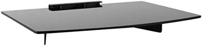 MOUNT-IT! Cable Box Tempered Glass Shelf [22 lbs Capacity] Wall Mount Shelves for DVD Player, AV, Electronic Components, Gaming Consoles, Streaming Devices, Karaoke (BLACK)