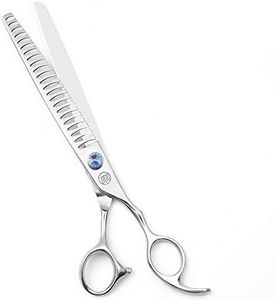 Professional Dog Grooming Curved Straight Thinning/Blending/Chunking Scissors Kit JP-440C Stainless Steel Pet Cat Hair Cutting/Trimming Shears Silver (8" (23-Tooth))