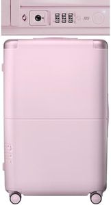 July Checked Plus with CaseSafe - 28.75" Trackable TSA Lock Airline Approved Check In Luggage with Wheels, Rolling Suitcase for Men & Women - Silent Spinner Wheels, Y-Strap - Blush Pink
