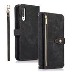 Annuo Mobile Phone case Compatible for Samsung A70/A70s(6.7") Wallet Case with Card Holder Magnetic Closure Kickstand Strap Shockproof Flip Cover for Samsung Galaxy A70/A70s(6.7") Leather Case Black