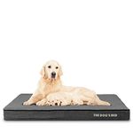 The Dog’s Bed Orthopedic Dog Bed XL Grey Plush 46x28x4, Memory Foam, Pain Relief for Arthritis, Hip & Elbow Dysplasia, Post Surgery, Lameness, Supportive, Calming, Waterproof Washable Cover