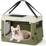 Lesure Collapsible Travel Dog Crate for Small Dogs, Portable Soft Dog Crate for Outdoor & Indoor, Folding Fabric Dog Kennel with Handle, 28 Inch Heavy Duty Pet Carrier (Green)