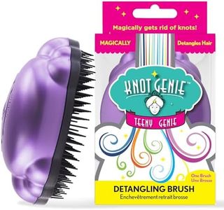 Knot Genie Teeny Detangling Hair Brush for Kids (Lilac Loveliness) | Perfect Detangling Brush for Curly Hair, Gently Separate Tangles, Leaves Hair Smooth and Shiny | The Pain Free Knot Detangler