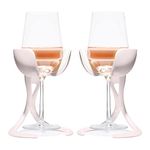 VoChill Stemmed Wine Glass Chiller | Keep the Chill Without Giving Up Your Glass | New Must-Have Wine Accessory | Separable & Refreezable Chill Cradle | Actively Chills Stemware | Blush, Pair