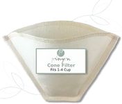 Hemp and Organic Cotton Cloth Coffee Filter by Pinyon Products - Reusable, Natural, Unbleached, Environmentally Friendly Cloth Cone Drip, Pour-Over Coffee Filter (Size 2; 4-6 Cups)