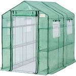 KING BIRD Upgraded 7 x 4.7 x 6.4 FT Walk-in Greenhouse for Outdoors, Thickened PE Cover & Heavy Duty Powder-Coated Steel, w/ Zippered Mesh Door & Screen Windows, 20 Sturdy Shelves for Garden, Green