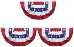 Set of 3 American Flag Bunting - 34.5" x 18.5" Patriotic Pleated Fan Flag, USA Half Fan Banner for 4th of July, Independence Day, Memorial Day, Holidays & Labor Day - Indoor & Outdoor Decorations