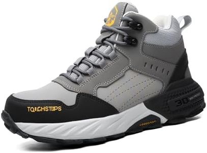 TOUGHSTEPS Steel Toe Boots for Men Women 6" Work Safety Sneakers Industrial Puncture Proof Construction Comfortable Lightweight Utility Sneakers 9.5 Grey