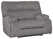 Signature Design by Ashley Coombs Contemporary Wide Seat Recliner, Gray