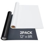 Ohuhu 2 Pack-12" x 8ft Roll Heat Transfer Vinyl, Black and White Iron on HTV Vinyls for DIY Iron-on Fabrics T-Shirts Hats Leathers with Heat Press Machine & Craft Cutter Machine, Crafts Supply