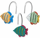 CandyGrid Shower Curtain Hooks, Fish Shower Curtain Rings Decorative, Sea Shower Curtain Hooks, Rustproof Shower Hooks - Set of 12