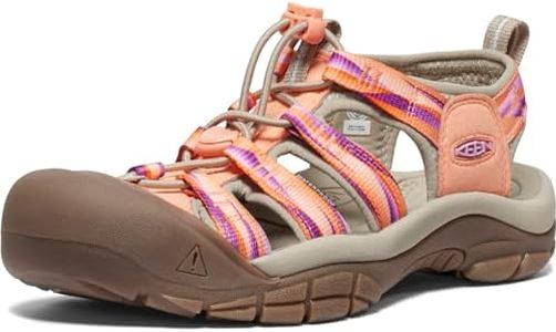 KEEN Women's Newport H2 Closed Toe Water Sandals., Papaya Punch/Prism, 6.5