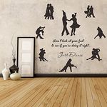 ANFRJJI Latin Ballroom Dancers Wall Decals - Removable PVC Stickers with Inspirational Quote for Dance Studio, Classroom, or Home Decor JWH164 (Black)