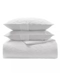 Vera Wang | Abstract Crinkle Collection | Comforter Set - Soft & Cozy, Medium-Weight & Reversible Bedding, includes Matching Shams, Queen, White