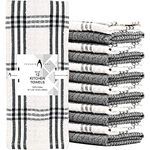 Penguin Home Premium Set of 12 Kitchen Towels - 66 x 41 Cm (16"x26") 100% Ring Spun Cotton Super Soft and Absorbent Dish Towels, Grey