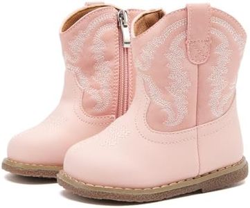 BMCiTYBM Baby Cowboy Cowgirl Boots Infant Western Boots Toddler Boys Girls Round Toe Ridingl Boots for All Seasons 6 9 12 18 24 Months Pink Size 5 Toddler