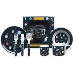 Sophie Allport - Kids Melamine Dining Set, Including Plate, Bowl, Cup and Cutlery, Space, Childrens Gift Set, Dishwasher Safe