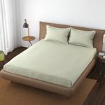 Trance Home Linen 100% Cotton 78x72 inch King Elastic Fitted Bedsheet | 400 Thread Count Premium Hotel Quality Fitted Plain Elastic Bedsheet with 2 Pillow Covers (78" x72” |6.5x6ft, Ivory)