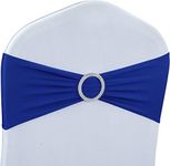 Spandex Chair Sashes Bows - Babenest 100PCS Premium Stretch Chair Cover Band with Buckle Slider Universal Elastic Chair Ties for Wedding Party Ceremony Reception Banquet Decoration (Royal Blue)