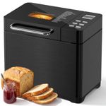 TRIUMPHKEY 19 in 1 Bread Maker Fully Automatic, with Nut Automatic Dispenser, 3 Loaf Sizes & 3 Browning Levels, 15 Hour Timer, 1KG Large Bread Machine, Gluten Free, Stainless Steel, Makes Jam, Yogurt
