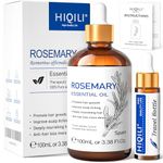 HIQILI 100ML Rosemary Oil for Hair Growth, Included 10ML Travel Bottle, 100% Pure for Hair Strengthening, Hair Loss, Dandruff, Add to Shampoo, Conditioner -3.38 Fl. Oz