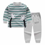 Fommy Baby Clothing Set - Striped T-Shirt & Pyjama for Kids, Stylish Baby Dress for Boys & Girls, Adorable Baby Girl Dress & Kids Dress for Boys - Comfortable & Trendy (Greey, 3-4 Year)