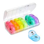 Fullicon Pill Box Organiser 2 Times A Day, Portable 7 Day Pill Boxes, Tablet Organiser with Large Compartments for Medicine, Medication, Vitamin and Fish Oil Supplements (Clear Rainbow)