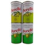 Perello Olives Variety Pack 4 x 350g Gross (150g Net) Spanish Gordal Picante Green Olives, Manzanilla Picante Olives and Cocktail Picante Olives. Securely Boxed