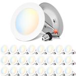 ANWIO 4 Inch 5CCT LED Recessed Lighting, 7W 700LM Dimmable IC Rated Retrofit LED Pot Lights 2700K/3000K/4000K/5000K/6000K Color Changeable 24 Pack