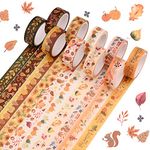 10 Rolls Fall Washi Tape Set,Autumn Maple Leaves Sunflower Pumpkin Patterned Decorative Masking Tapes for Fall Thanksgiving Christmas Holiday Arts Craft Tape DIY Scrapbooking Gift Wrapping Decorations