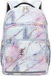 Bluboon Backpack for Women 15.6 Inch Laptop Bookbag College School Backpack Girls Schoolbag Compartment Daypack for Business, Marble, 15.6inch, Modern