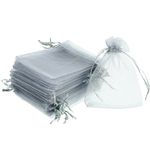 Mudder 50 Pack Organza Gift Bags Wedding Party Favor Bags Jewelry Pouches Wrap, 4 x 4.72 Inches (Silver Grey)