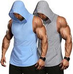 COOFANDY Men's Workout Hooded Tank Tops Bodybuilding Muscle Cut Off T Shirt Sleeveless Gym Lifting Hoodies 2 Pack