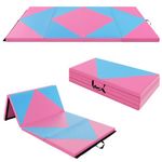 COSTWAY Gymnastics Exercise Mat, 8FT Tumbling Mats with High Density 5cm Thick Foam, Carry Handles, Folding Fitness Floor Mat for Yoga Pilates