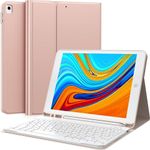 CHESONA Keyboard Case for iPad 9th Generation 2021 10.2 Inch, Detachable Wireless with Pencil Holder Stand Folio Keyboard Cover for iPad 9th Gen/8th Gen/7th Gen 10.2", Rose Gold