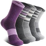 EBMORE Womens Merino Wool Socks Thermal Warm Winter Hiking Walking Stocking Fillers Women Boot Crew Cushion Work Gift Socks 5 Pairs(Striped-A,M)