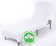 American Soft Linen Chaise Lounge Covers with Pocket, 100% Cotton Pool Chair Lounge Towels, 86"x30" Oversized Beach and Pool Lounge Chair Towel, White