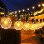 Romwish Outdoor Lights Mains Powered, 30M Festoon Lights Outdoor with 50+2 Plastic Bulb, Outdoor String Lights for Pergola, Patio, Garden, Wedding