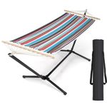 COSTWAY Hammock with Heavy Duty Metal Stand, Portable Travel Lounge Camping Hammock with Carrying Bag, Outdoor Garden Patio Swinging Hammock, 320 x 100 x 97cm