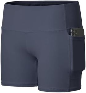 Willit Girls' 4" Volleyball Shorts Youth Spandex Dance Yoga Athletic Shorts Kids Running Biker Shorts with Pockets Gray S